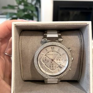 NWT Michael Kors White Rhinestone Watch